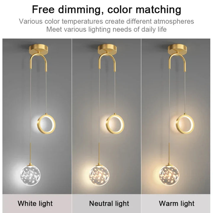 Modern LED Pendant Light – 2-Way Indoor Hanging Lamp for Living Room, Bedroom, Dining Table with Adjustable 3 Light Colors | Kalsten