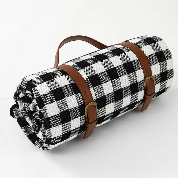 Picnic blanket waterproof with leather carrying strap | Kalsten