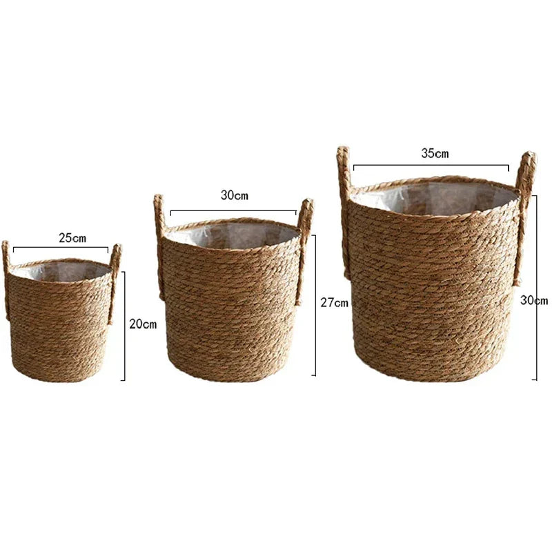 BowLift | Nordic Extra Large Straw Flower Pot Seaweed Storage Basket Potted Green Plant Flower Basket Hand Woven Floor Indoor Flower Pot