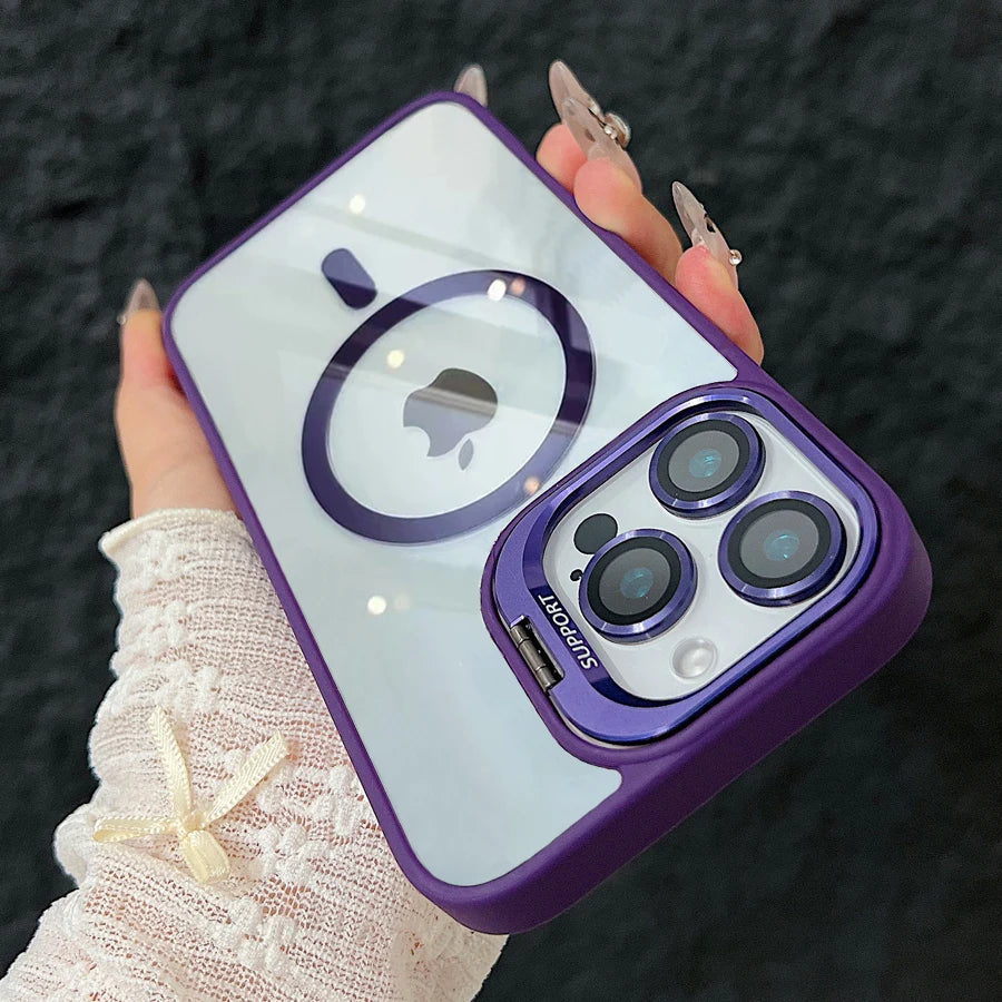 Skanto | Shockproof Magnetic Magsafe Phone Case Stand Glass Lens Protector Cover
