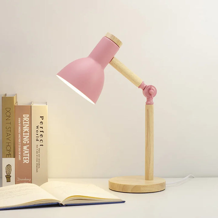Creative Nordic Wooden Art LED Table Lamp – Adjustable Head & Eye Protection | Kalsten
