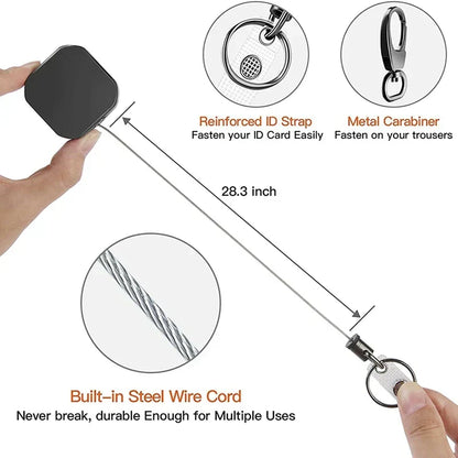 Retractable Metal Carabiner Keychain with Steel Cable – Security Reel 71.8 cm