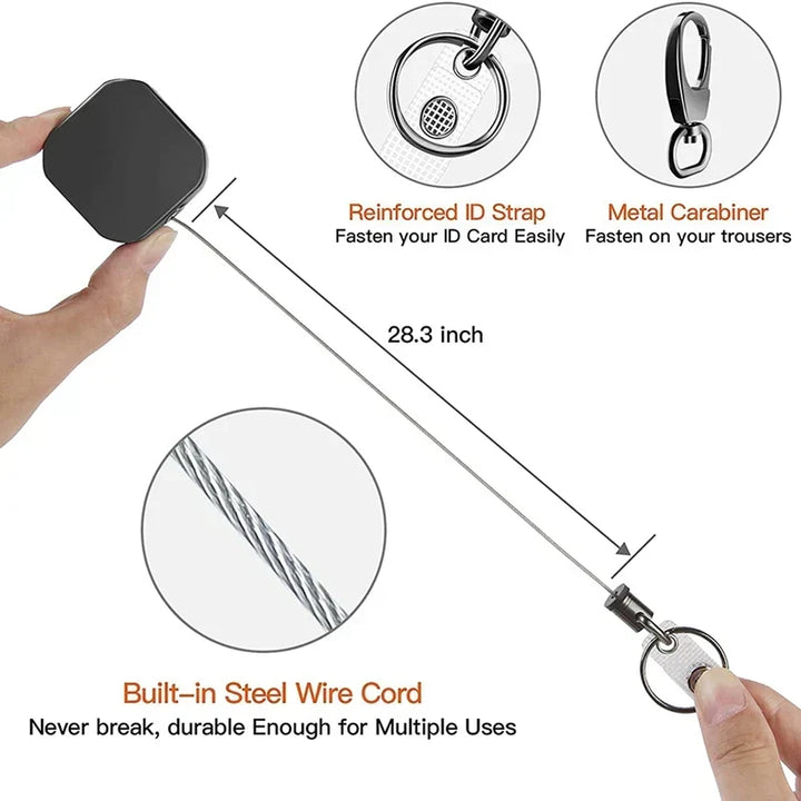 Retractable Metal Carabiner Keychain with Steel Cable