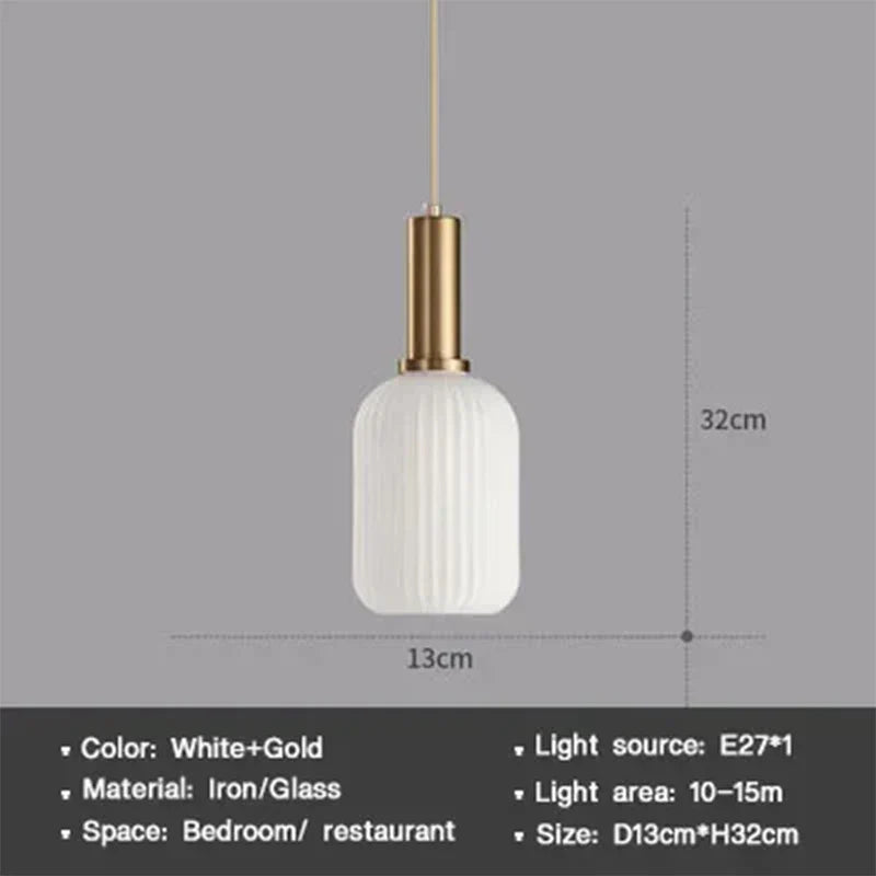 Modern Nordic Glass Pendant Light – Single Head LED Hanging Lamp for Dining Room, Bedroom, Cafe, and Study – White, Green, Cognac & More | Kalsten