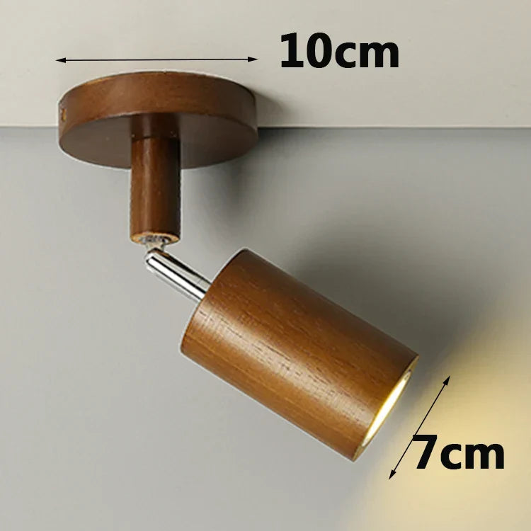 Nordic LED Wall Lamp – Solid Wood Ceiling Spotlight with Adjustable Downlight for Aisle, Stairs, and Home Decor, AC 90-260V | Kalsten