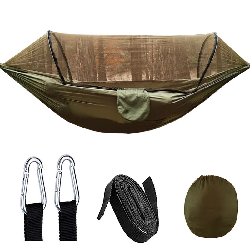 OutdoorRelax Hammock with Mosquito Net and Quick Closure – 200 kg load capacity | Kalsten