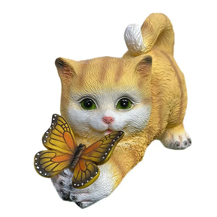 Butterfly Catcher Cat Resin Decorative Lamp | Kalsten