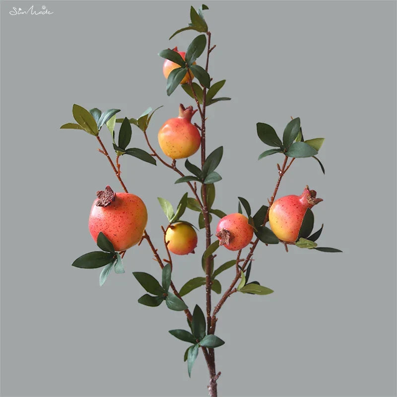 6-Piece Artificial Pomegranate Fruit Branch with Leaves | Kalsten