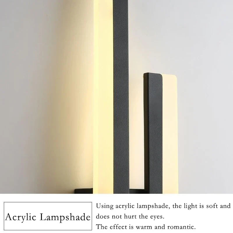 Modern LED Wall Lamp – Black & Gold Acrylic Wall Sconce for Living Room, Bedroom, and Interior Decor | Kalsten