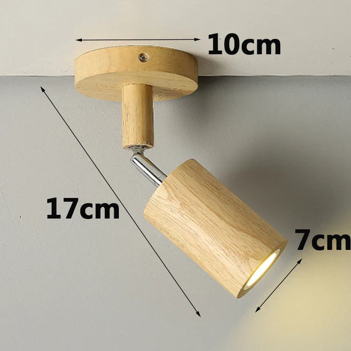 Nordic LED Wall Lamp – Solid Wood Ceiling Spotlight with Adjustable Downlight for Aisle, Stairs, and Home Decor, AC 90-260V | Kalsten
