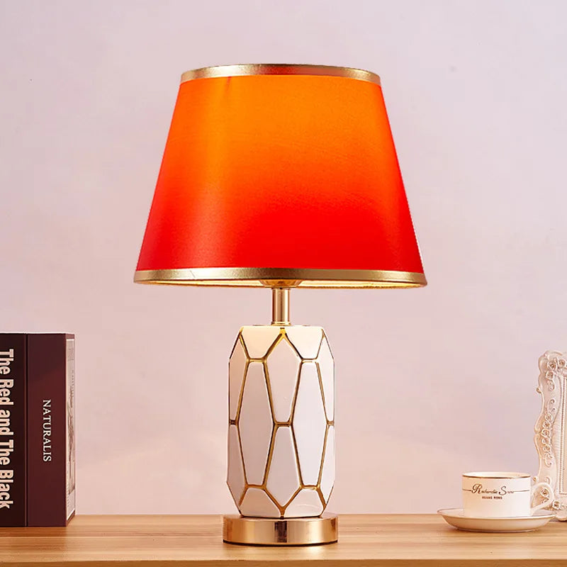 American Ceramic Table Lamp - Simple Modern Bedroom Bedside Lamp for Living Room, Warm Wedding Room Decorative Lamp | Kalsten