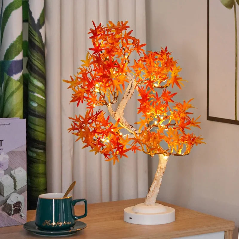 LED Maple Leaf Bonsai Tree Night Light – Decorative Table Lamp for Living Room and Bedroom | Kalsten