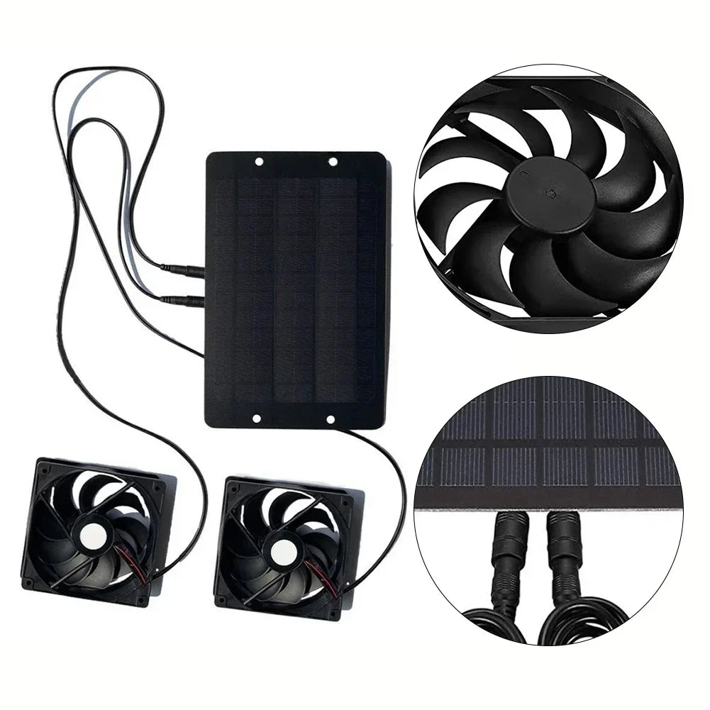 Kalsten | AirSol Duo Ventilation System | Solar-powered Dual Exhaust Fans | 10W | For Greenhouse, Livestock Barn & Outdoor Applications