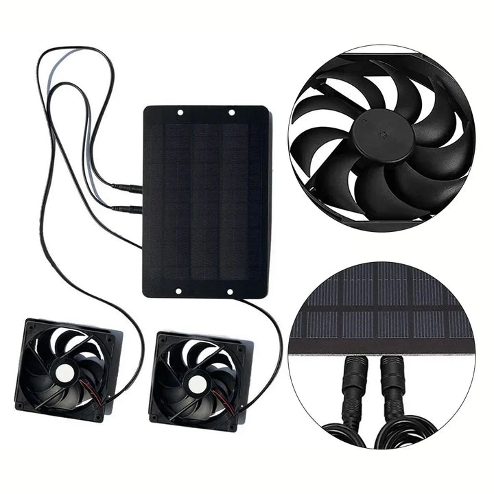 Kalsten | AirSol Duo Ventilation System | Solar-powered Dual Exhaust Fans | 10W | For Greenhouse, Livestock Barn & Outdoor Applications
