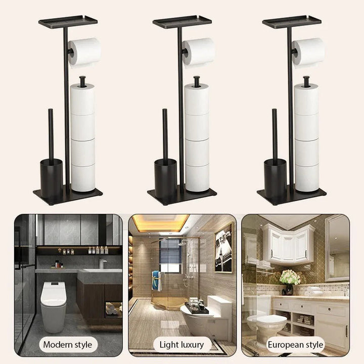 Toilet paper holder with brush & shelf | Kalsten