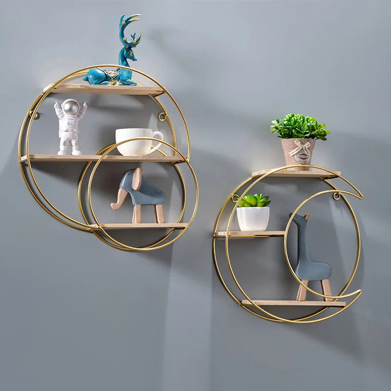 Skanto | NordicWave Double Circular Wall Shelf – Scandinavian Floating Shelf for Home Decor & Storage