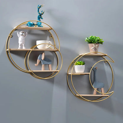 Skanto | NordicWave Double Circular Wall Shelf – Scandinavian Floating Shelf for Home Decor & Storage