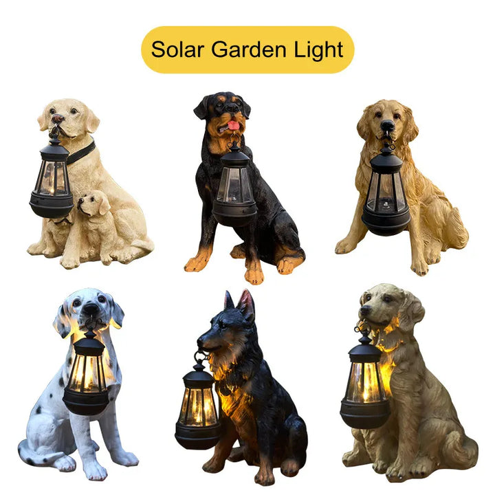 Solar-Powered Outdoor Resin Dog Statue Lamp | Kalsten