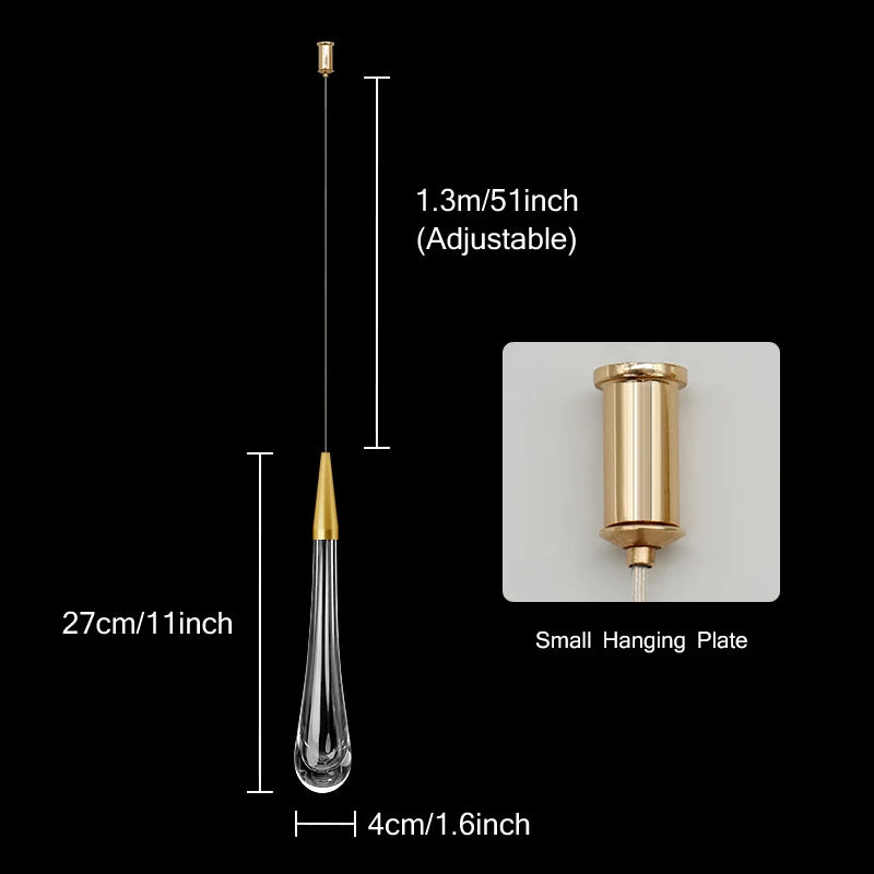BowLift | Crystal LED Pendant Lights: Perfect for Bedrooms, Dining Rooms, Bar - Water Droplet Chandelier, Stair Lamp for Interior Decoration