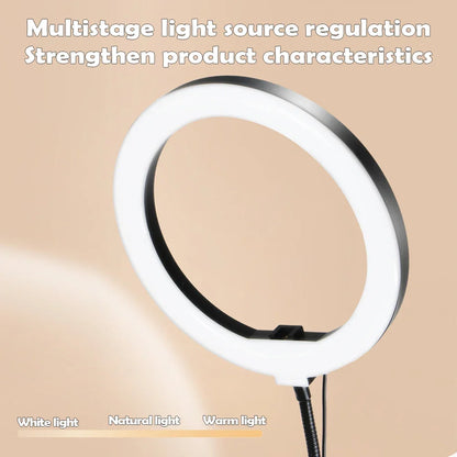 Skanto | LumiFlex LED Ring Light with Flexible Arm & Phone Holder | 3 Light Colors & USB Port | Perfect for Livestream, Video & Selfie