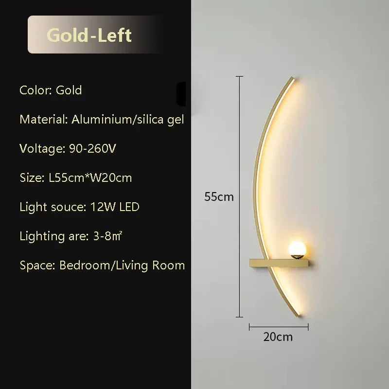 Modern LED Wall Lamp Black Gold - Sleek Long Strip Design for Versatile Illumination | Kalsten