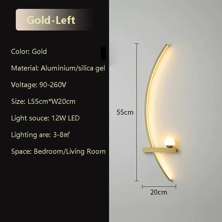 Modern LED Wall Lamp Black Gold - Sleek Long Strip Design for Versatile Illumination | Kalsten