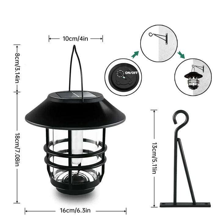 Kalsten | Solar Wireless Waterproof Flickering Sun Flame Lantern Light | - WallLant