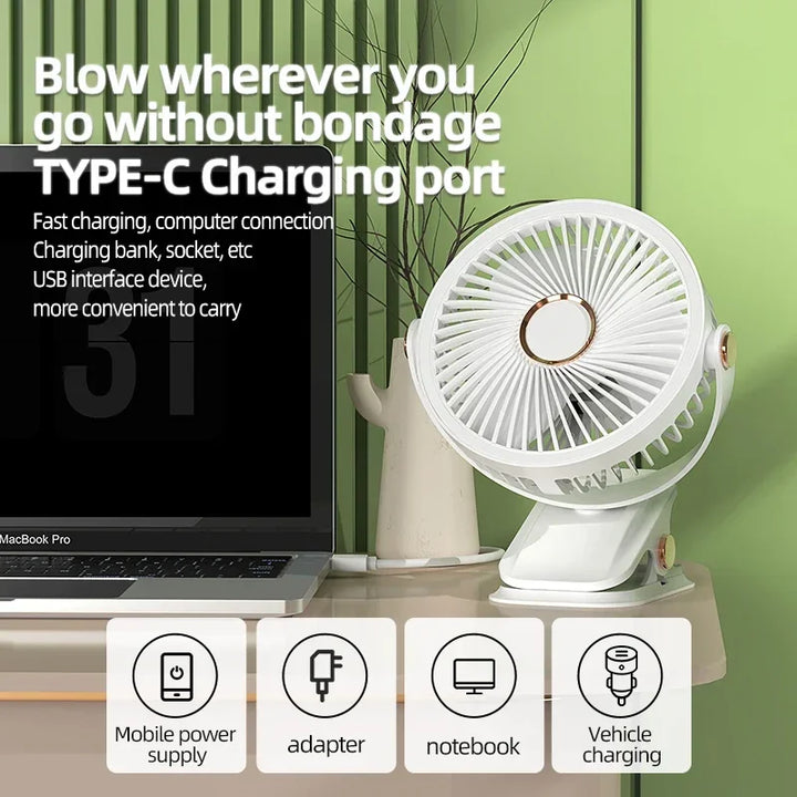 Rechargeable Clip-On Cooling Fan