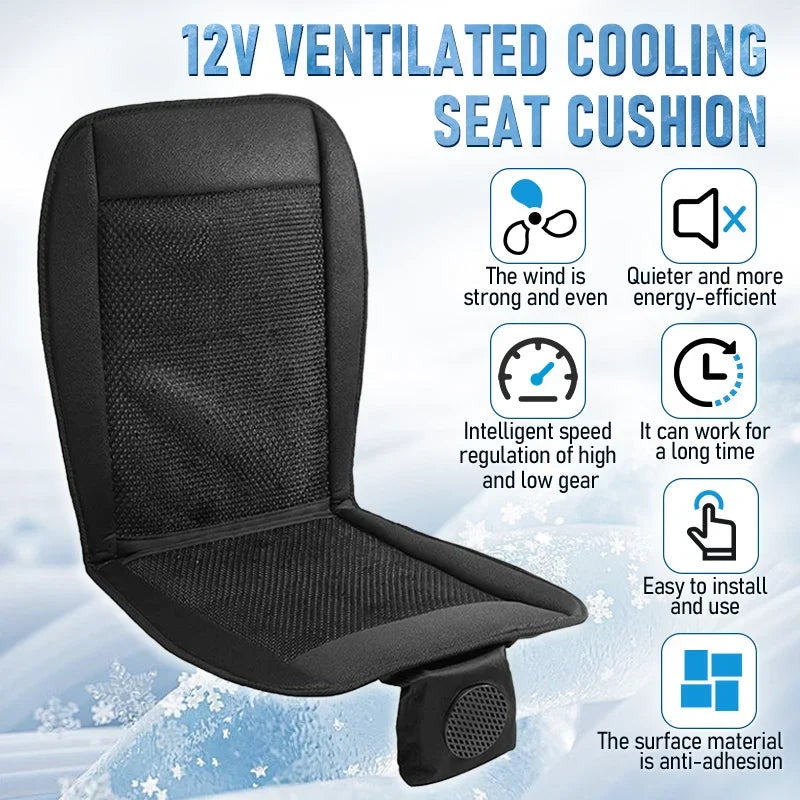 DC 12V 3D Car Seat Cooling Cushion | 8-Fan Ventilated Summer Air Seat for Fast Cooling | Kalsten