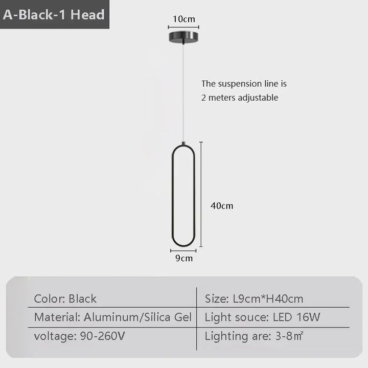 Modern LED Pendant Light – Black and Gold Hanging Lamp for Bedroom, Living Room, and Dining Room Décor | Kalsten