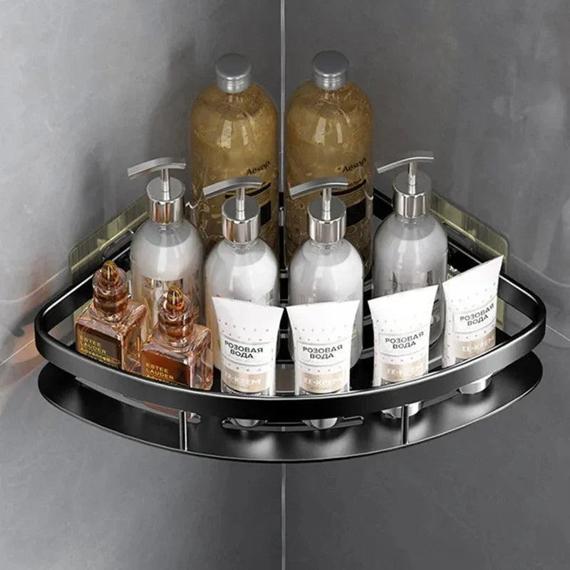 Corner Holder Aluminum Wall Shelf – Space-Saving Bathroom Organizer Without Drilling | Kalsten