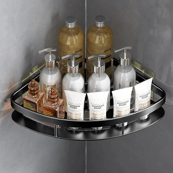 Corner Holder Aluminum Wall Shelf – Space-Saving Bathroom Organizer Without Drilling | Kalsten