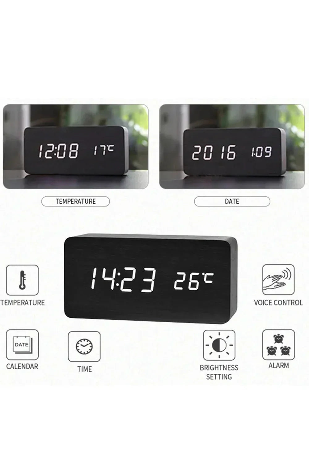Digital LED Clock – 3 Display Functions