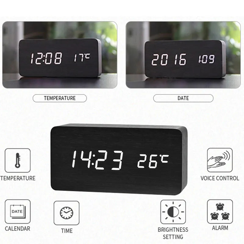 LED Digital Alarm Clock with Temperature