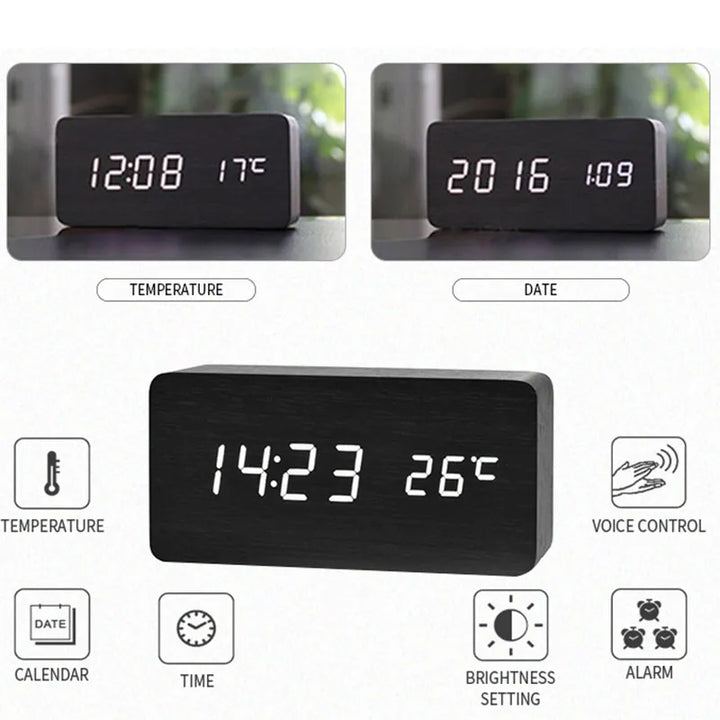 LED Digital Alarm Clock with Temperature