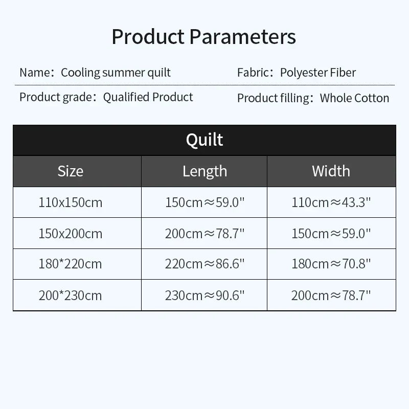2024 Japanese Cotton-Polyester Summer Quilt – Lightweight, Washable, Skin-Friendly Solid Color Quilt | Kalsten