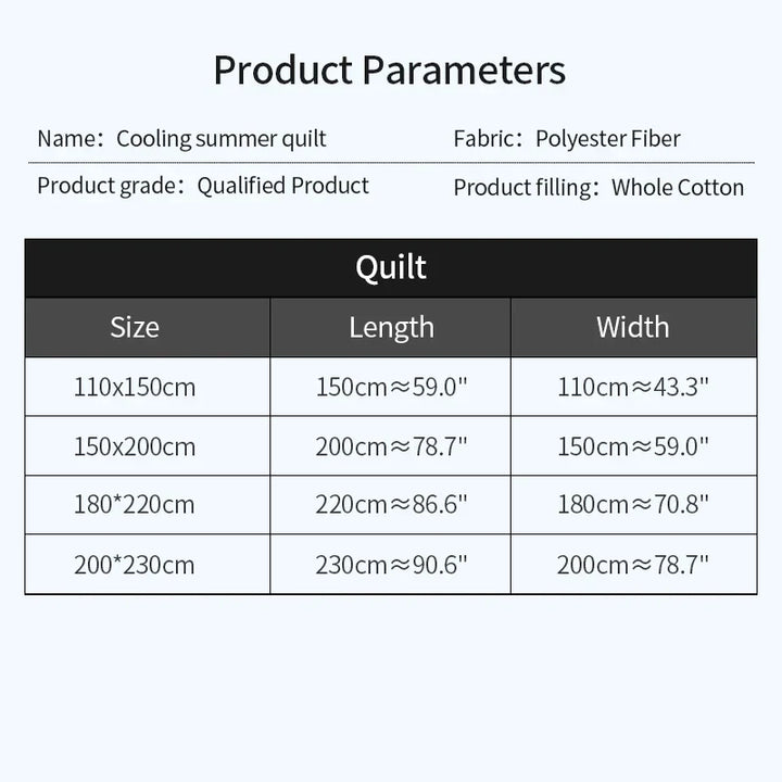 2024 Japanese Cotton-Polyester Summer Quilt – Lightweight, Washable, Skin-Friendly Solid Color Quilt | Kalsten