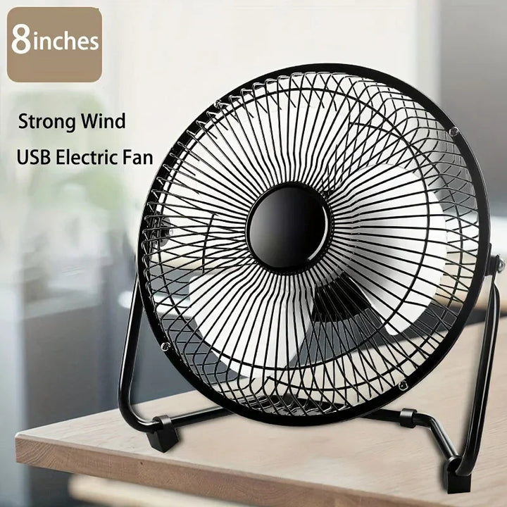 4/6/8 Inch Desktop Portable USB Electric Fan – 2-Speed Adjustable Mini Desk Fan with 4 Blades & 360° Rotation for Strong Airflow | Kalsten