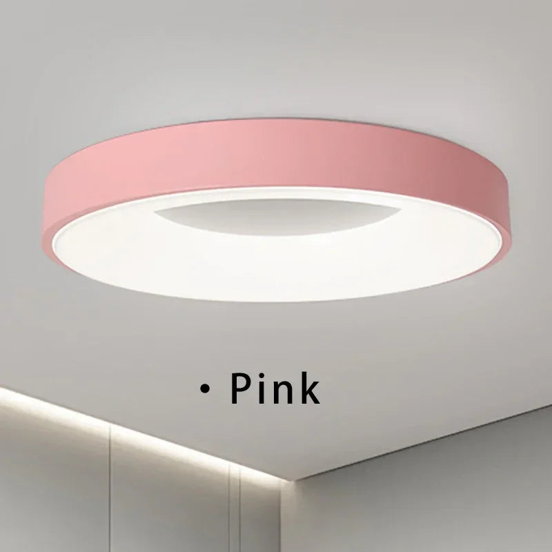 Modern Macaron LED Ceiling Light – Adjustable Circular Design with Remote Dimming for Bedroom, Living Room, and Corridor | Kalsten