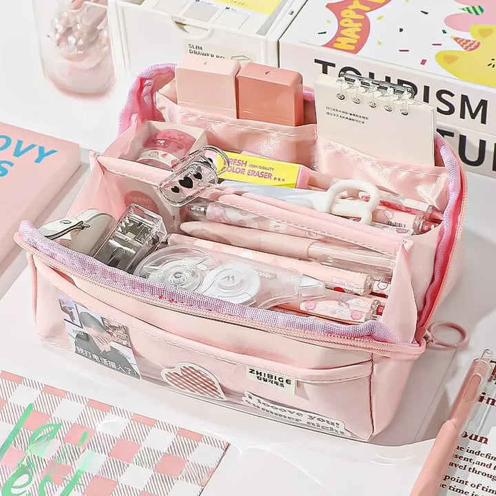 Kalsten | Pencil case KIDZORA CrystalBag | Transparent & Versatile | 10-pocket design | Large capacity for school & leisure