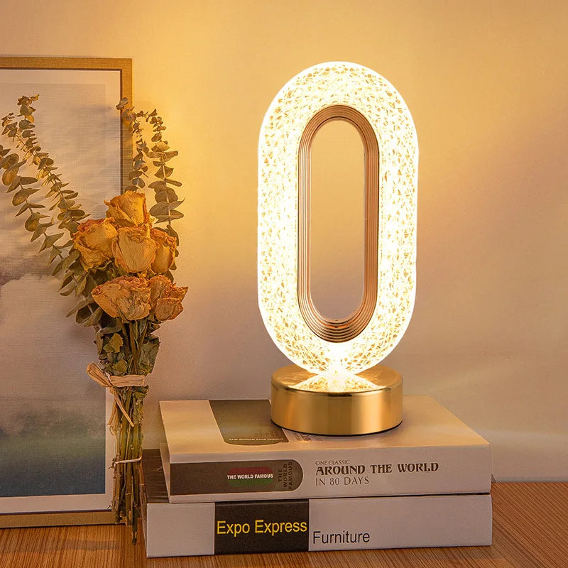 Crystal LED Table Lamp: Dimmable, USB Charging, Touch & Remote Control | Kalsten