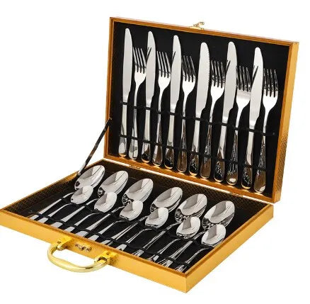 Kalsten | Opulent Gold Cutlery Set - The elegant 24-piece gold and silver cutlery set