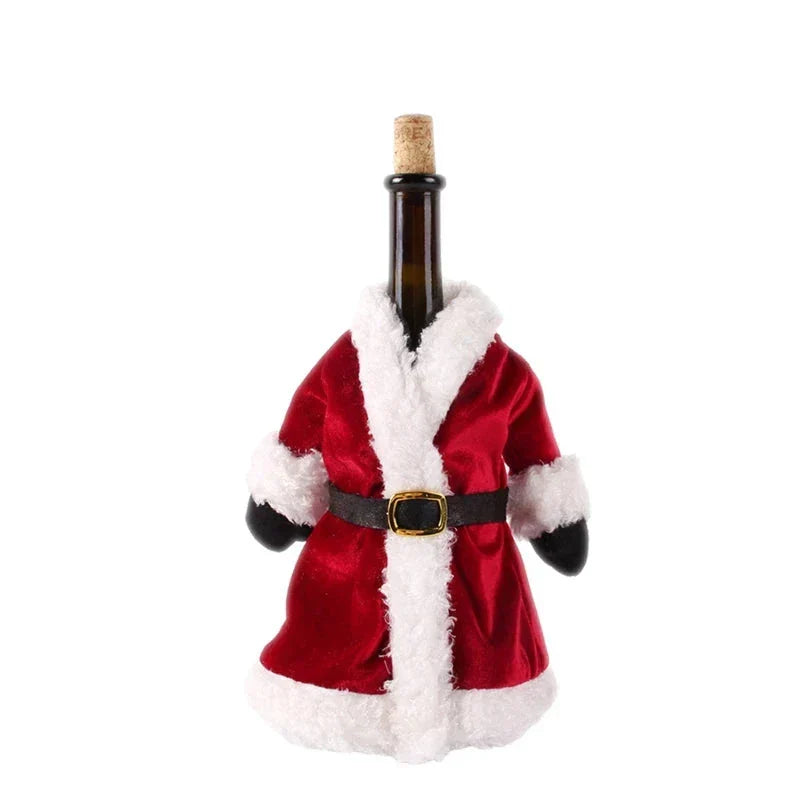 Christmas bottle cover with fur collar – festive cover for wine bottles, gnome decoration for Christmas, perfect as gift wrapping | Kalsten