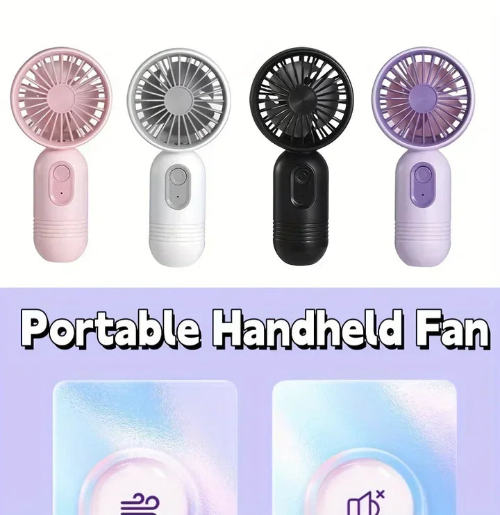 Mini Handheld USB Fan – 3-Speed Strong Wind Portable Desk Fan, Rechargeable for Students, Office, Outdoor, Travel, and Camping | Kalsten
