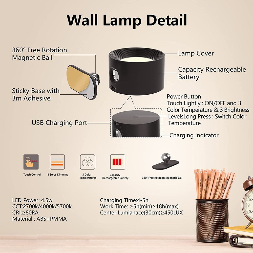 Eco Glow Rechargeable Wall Lamp | Kalsten