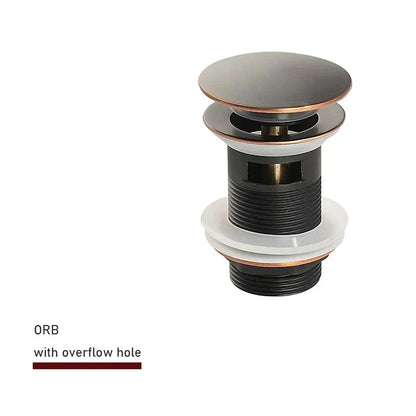 Drain Screw with Push-Down Pop-Up – Brass | 11 Colors | With or Without Overflow Skanto