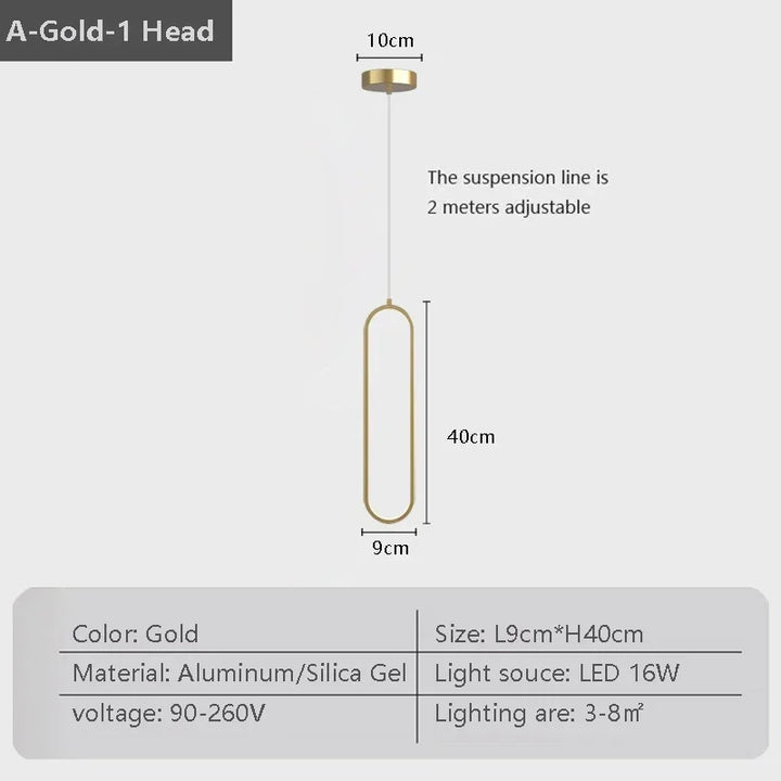 Modern LED Pendant Light – Black and Gold Hanging Lamp for Bedroom, Living Room, and Dining Room – Stylish Indoor Ceiling Light Fixture | Kalsten