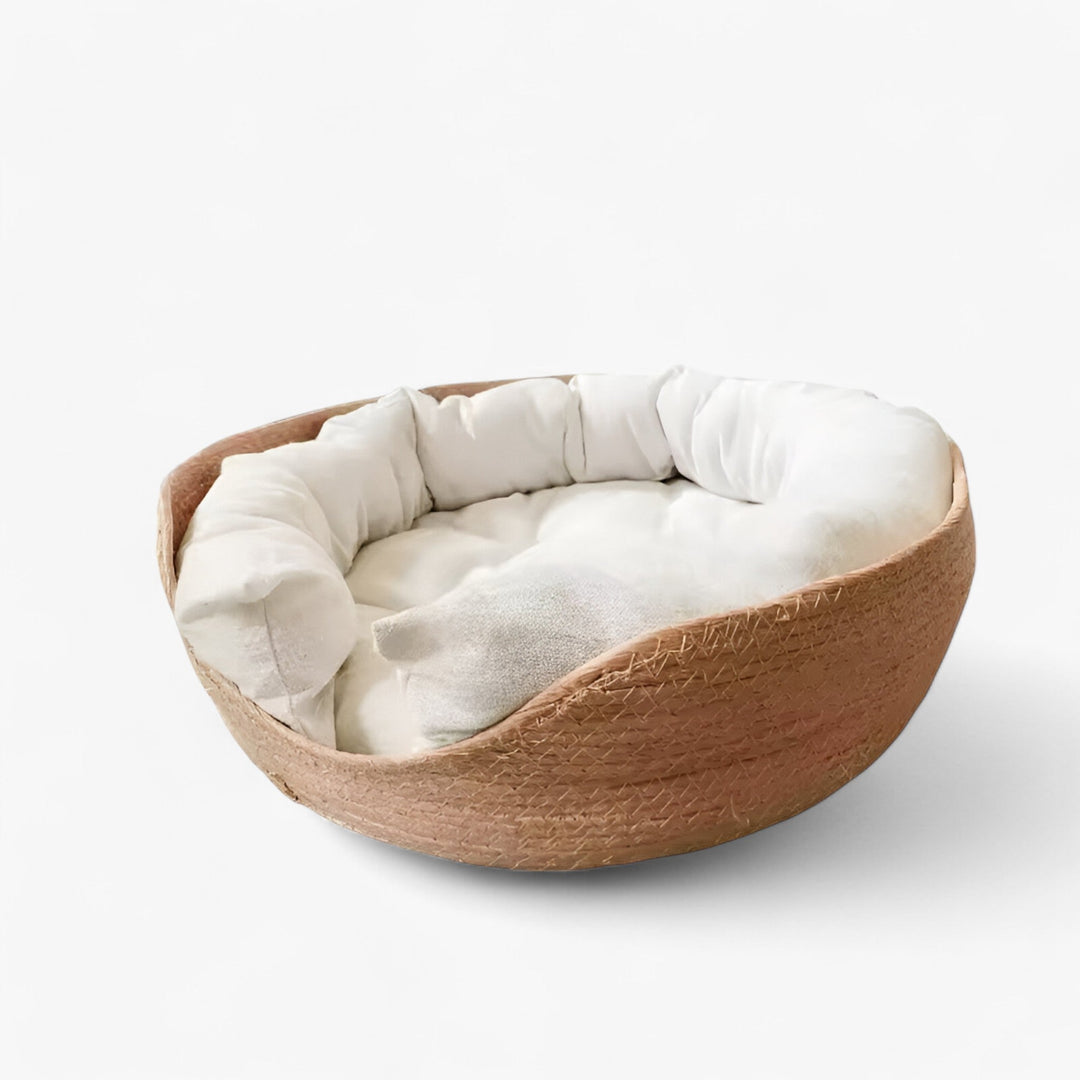 Kalsten | Handwoven Bamboo Pet Bed with Soft Cushion – Luna Nest