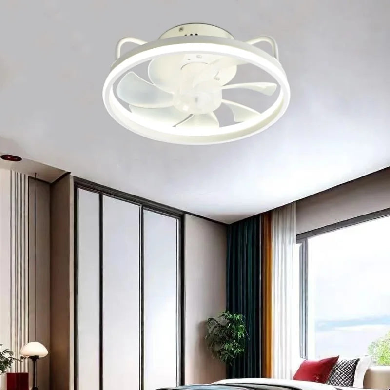 Modern LED Ceiling Fan Light with DC Motor - 6 Speed, Timer, Low Floor Attic Fan, Remote Control Decorative Light | Kalsten