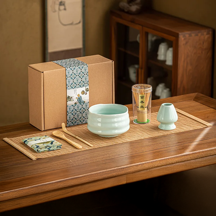 Matcha Set 7-Piece Natural Bamboo and Ceramic Matcha Bowl and Whisk Gift Set-6